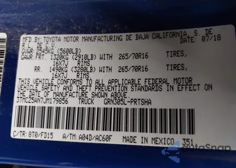 2018 Toyota Tacoma Trd Off Road from USA, damaged, VIN 3TMCZ5AN7JM179856